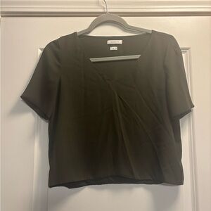Aritzia Babaton Olive Green V-Neck Women's Top